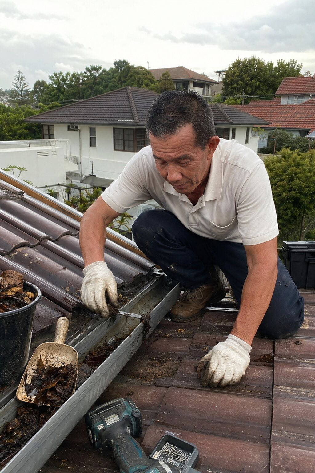 Repair sambungan gutter stainless steel dan longkang bumbung