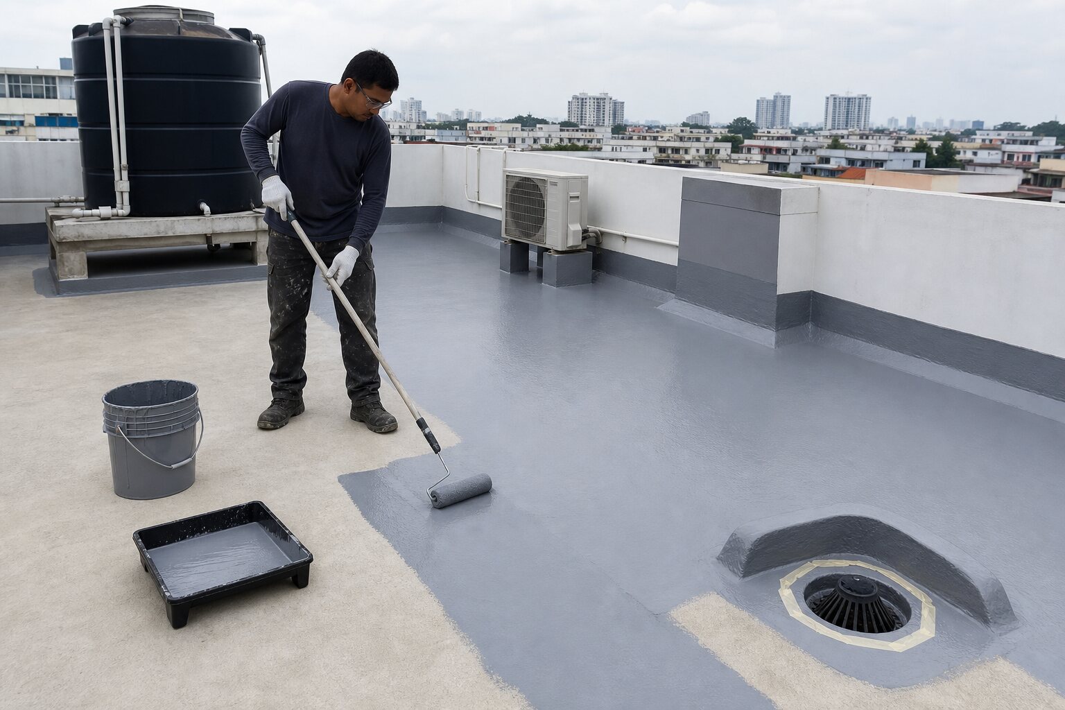 Waterproofing work for rooftop leakage repair